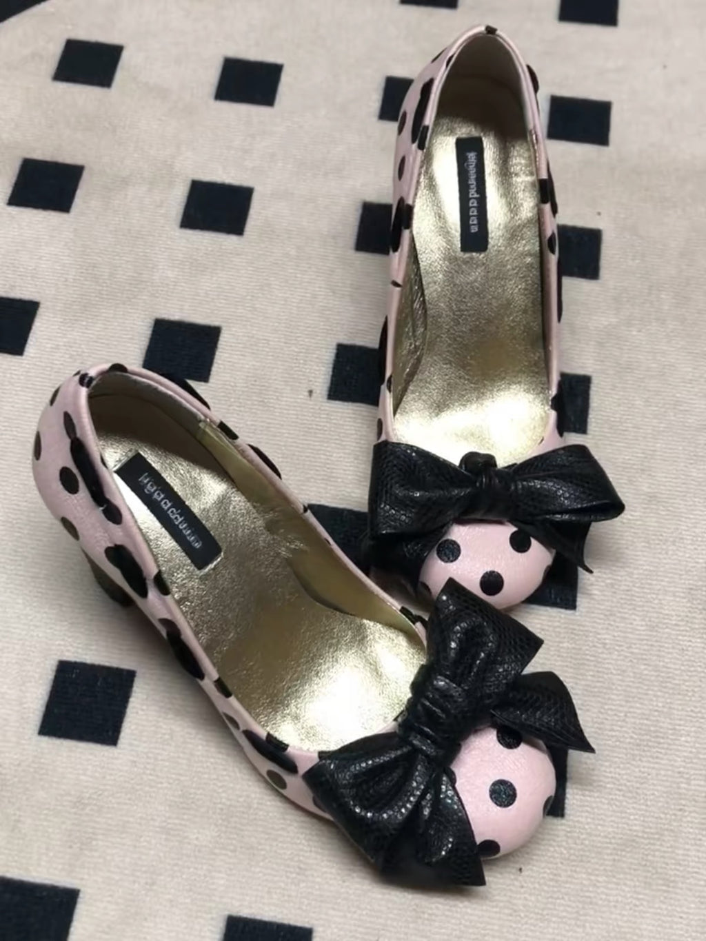 Midnight polka charm heels