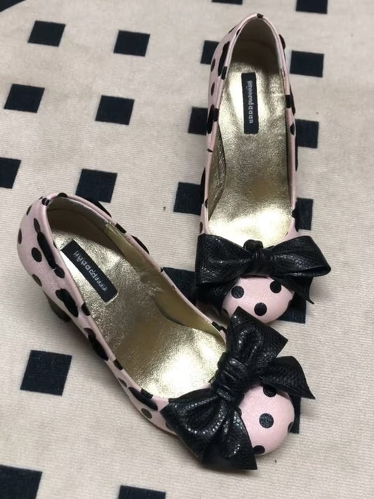 Midnight polka charm heels