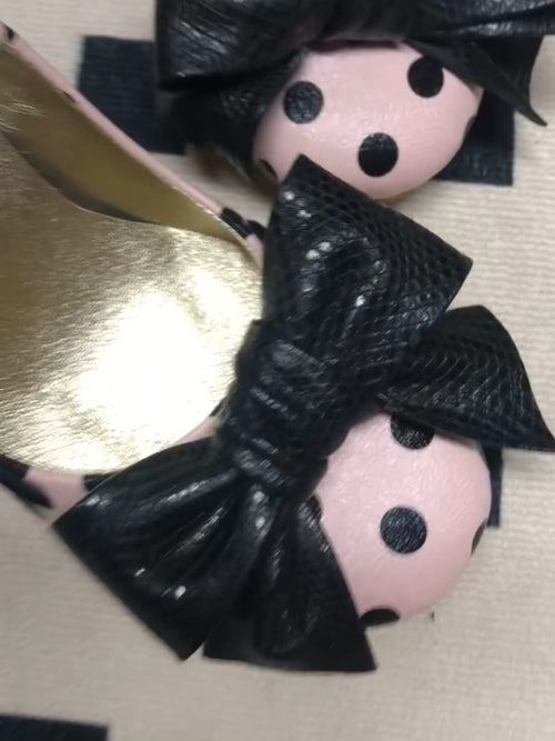 Midnight polka charm heels