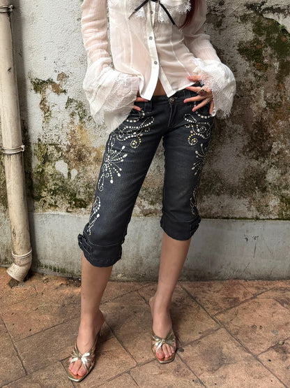 Rhinestone Capri Jeans