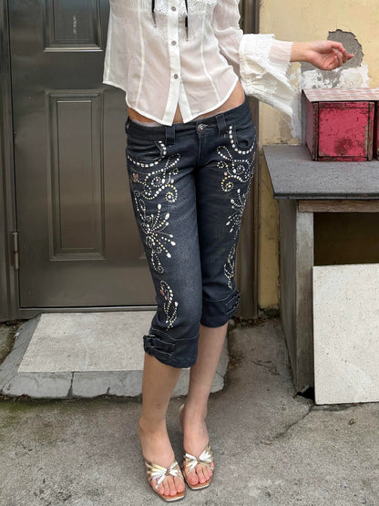 Rhinestone Capri Jeans